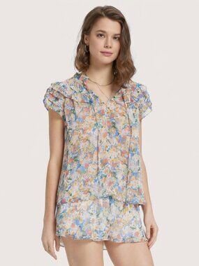 Floral 2 Piece Set Ruffle Sleeve Top and Skirt